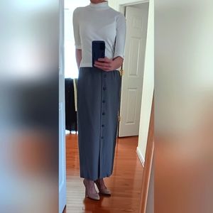 VTG InWear Midi Aline Grey Lined Buttons in front belt loops Skirt size 10